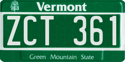 VT license plate ZCT361