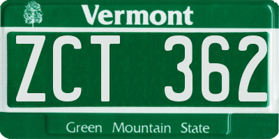 VT license plate ZCT362