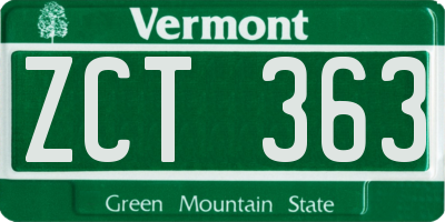 VT license plate ZCT363