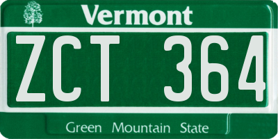 VT license plate ZCT364