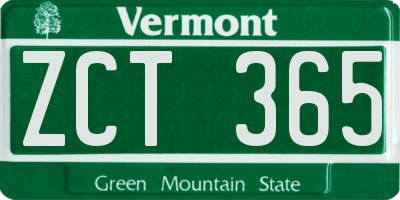 VT license plate ZCT365