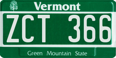 VT license plate ZCT366