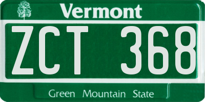 VT license plate ZCT368