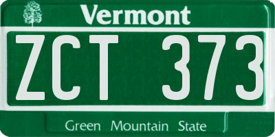 VT license plate ZCT373
