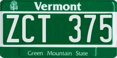 VT license plate ZCT375