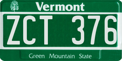 VT license plate ZCT376