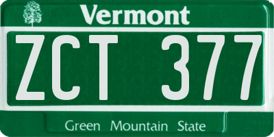 VT license plate ZCT377
