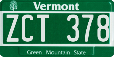 VT license plate ZCT378