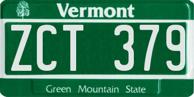 VT license plate ZCT379