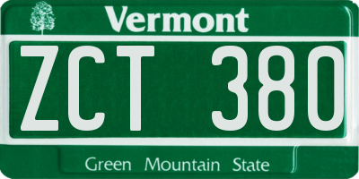 VT license plate ZCT380