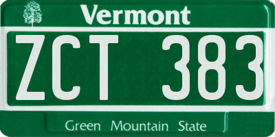 VT license plate ZCT383