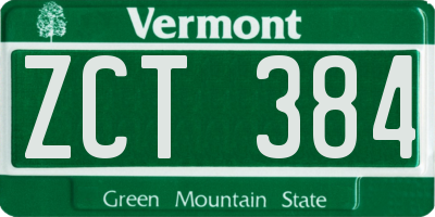 VT license plate ZCT384