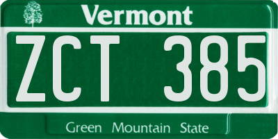 VT license plate ZCT385