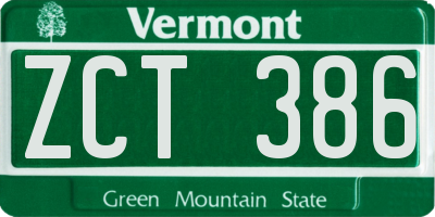 VT license plate ZCT386