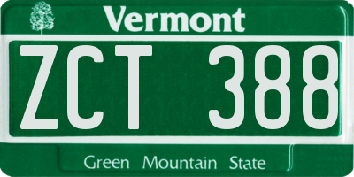 VT license plate ZCT388
