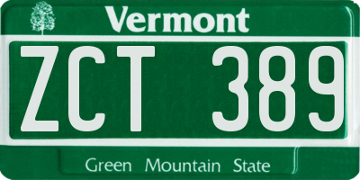 VT license plate ZCT389