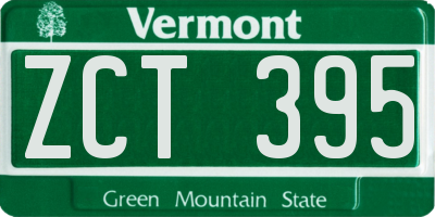 VT license plate ZCT395