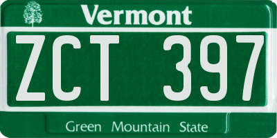 VT license plate ZCT397