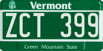 VT license plate ZCT399