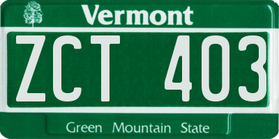 VT license plate ZCT403