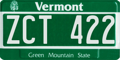 VT license plate ZCT422