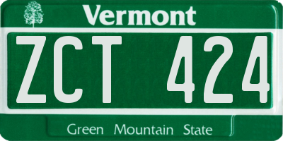 VT license plate ZCT424