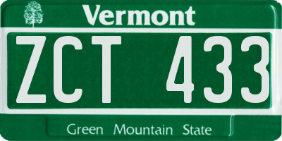 VT license plate ZCT433