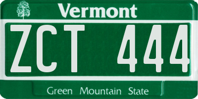 VT license plate ZCT444