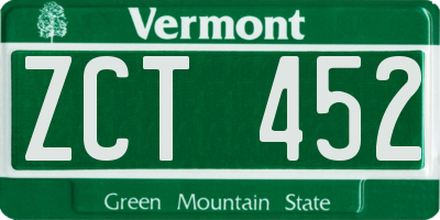 VT license plate ZCT452