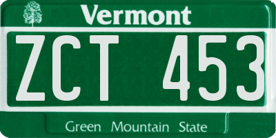 VT license plate ZCT453