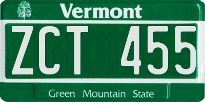 VT license plate ZCT455