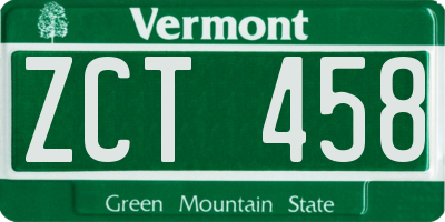 VT license plate ZCT458