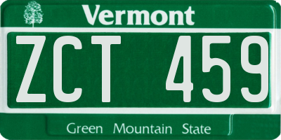 VT license plate ZCT459