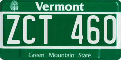 VT license plate ZCT460