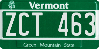VT license plate ZCT463