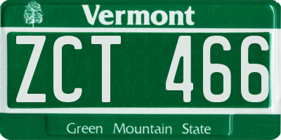 VT license plate ZCT466