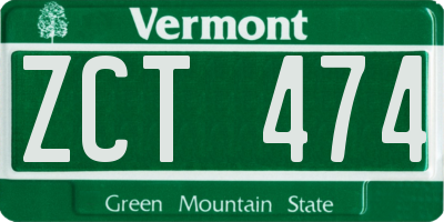 VT license plate ZCT474
