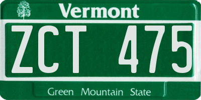 VT license plate ZCT475