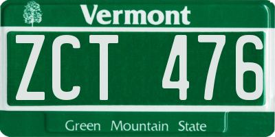 VT license plate ZCT476