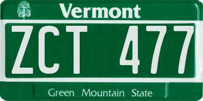 VT license plate ZCT477