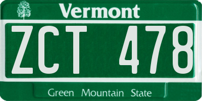 VT license plate ZCT478