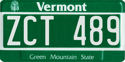 VT license plate ZCT489