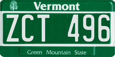 VT license plate ZCT496