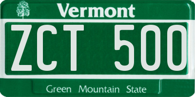 VT license plate ZCT500