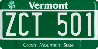 VT license plate ZCT501