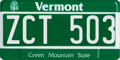 VT license plate ZCT503