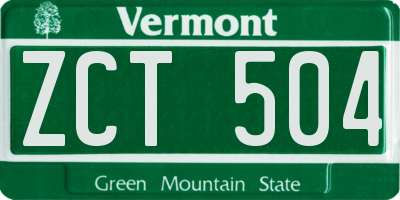 VT license plate ZCT504