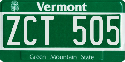 VT license plate ZCT505