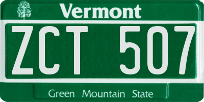 VT license plate ZCT507