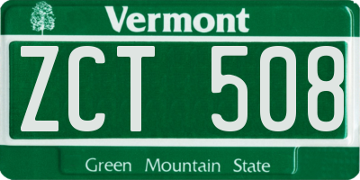 VT license plate ZCT508